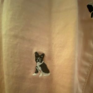 Pink Boston terrier chinos